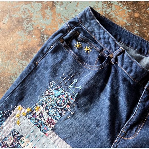 1822 Denim Embellished Jeans Plus Size 20W Taylor Fit Patchwork Embroidered - Picture 7 of 11